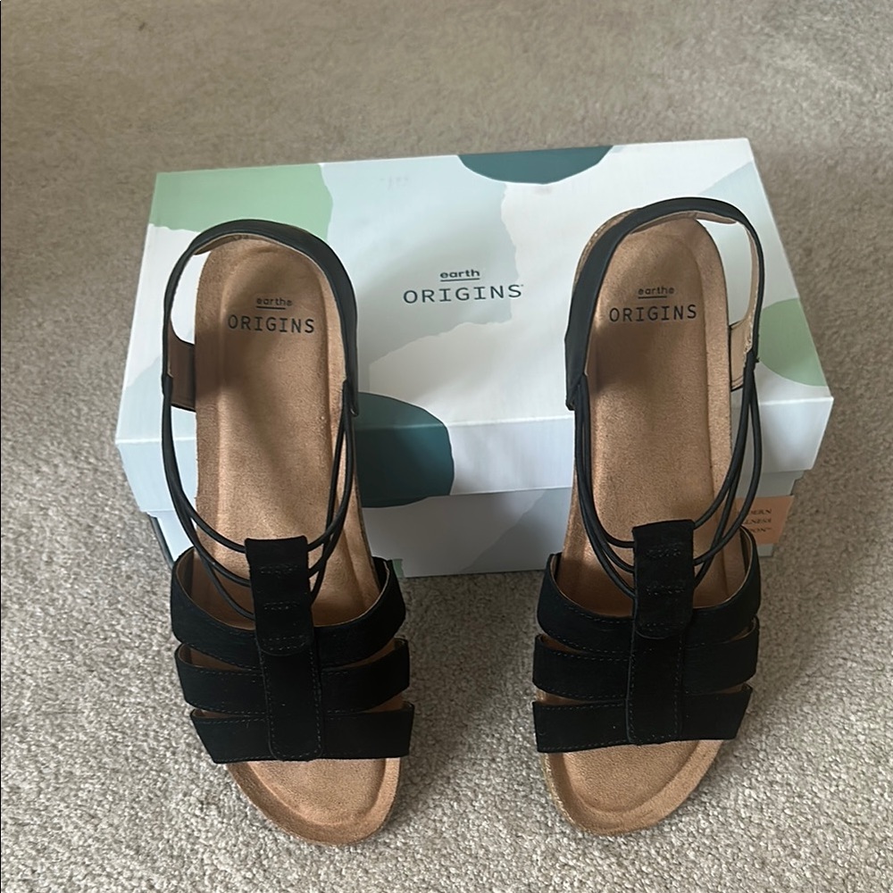Earth Origins Black Sandals with Slingback Design